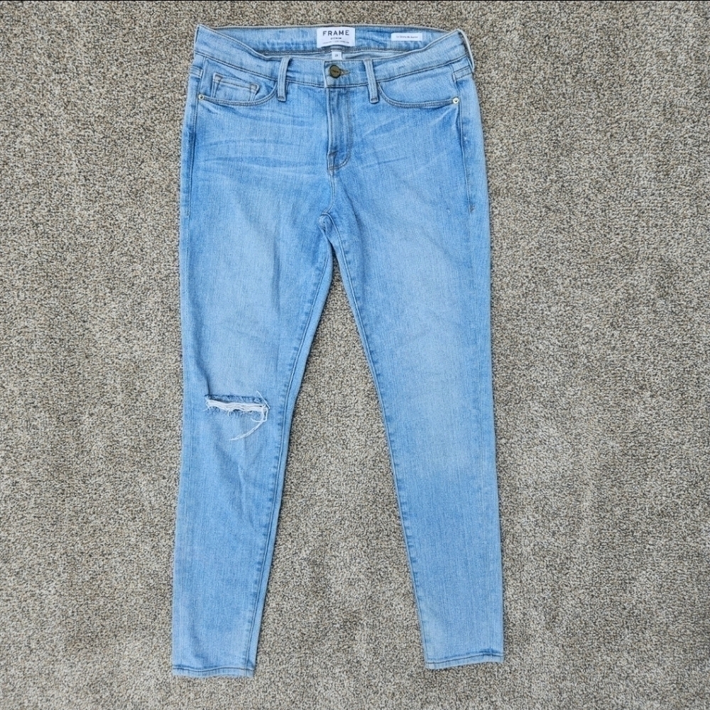 Frame Denim Jeans Le Skinny De Jeanne McKinney Crop Light Wash Women's Size 29